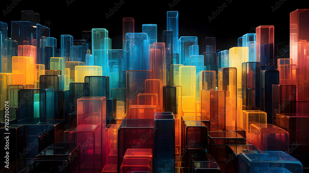 Fototapeta premium Digital colorful holographic glass neon light abstract graphic poster web page PPT background