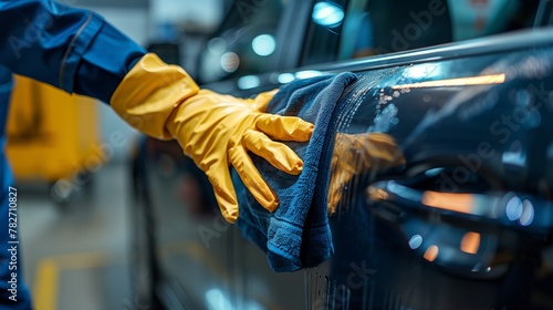 Cleaning Car Exterior with Microfiber Towel © admin_design