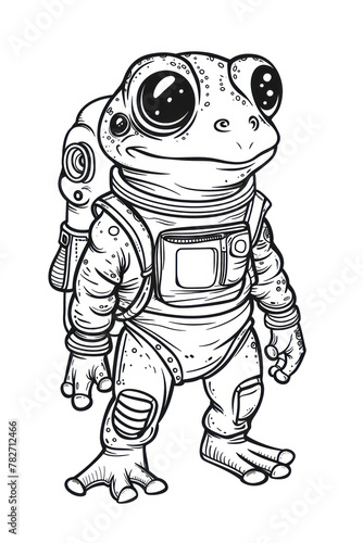 Cute Frog Coloring Page | Cute Astronaut Frogs