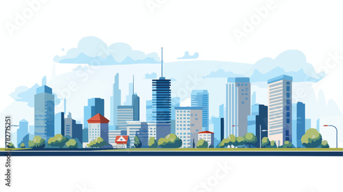 City 2d flat cartoon vactor illustration isolated b