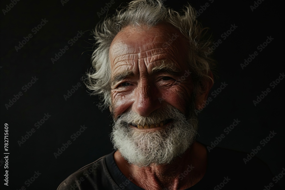Portrait of an old man with white beard on a black background Portrait of an old man with white beard on a black background