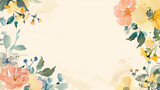 Elegant Floral Watercolor Border with Beautiful Pastel Flowers