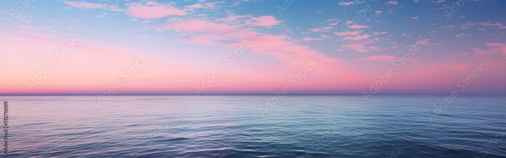 Dreamy Pastel Pink and blue sunset over the ocean
