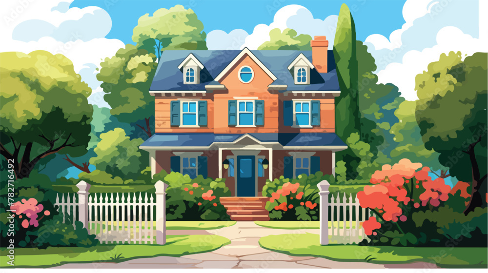 Classic old style house in the garden 2d flat carto