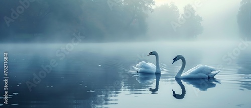 Graceful swans gliding on a serene lake