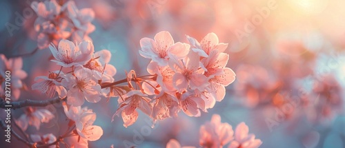 Delicate cherry blossoms blooming in spring