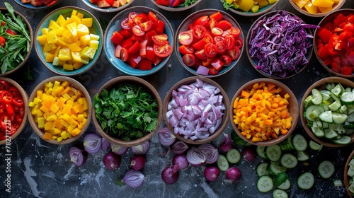 Colorful salads bursting with fresh produce
