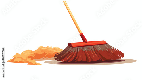Cleaning mop. Bristle brush sweeping. Cleaning conc