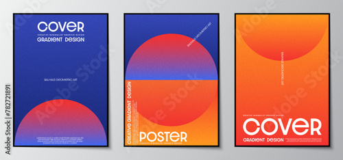 Cover design with a geometric, abstract, colorful gradient texture background set. Design graphics for posters, brochures, magazines, and banners. Vector illustration