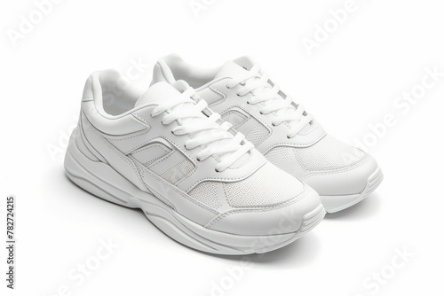 White sport shoes isolated on white background, perfect for active lifestyles and fitness enthusiasts. AI generative technology enhances product presentation.