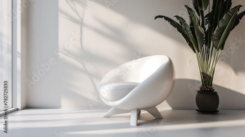 Transform your interior with the clean lines and minimalist look of this contemporary chair. AI generative.