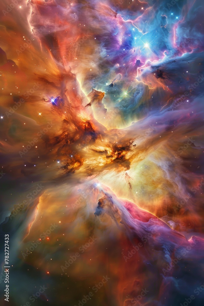 A nebula with rich, saturated colors and intricate details, ideal for a high-resolution phone wallpaper