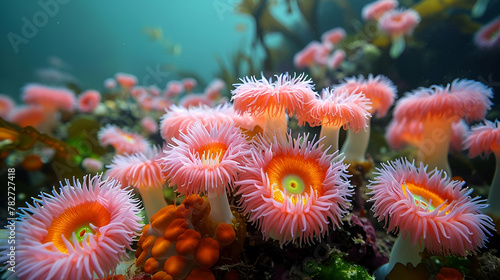 Underwater Sea Anemones  Marine Life Discovery  Aquatic Wonderland Concept