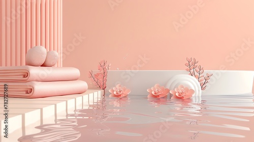 Luxurious spa, elegant, commercial lifestyle, serene water background