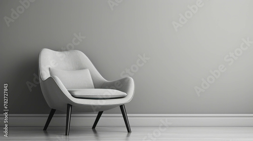 Immerse yourself in the superb cleanliness of this grey chair showcased in a stunning studio environment. AI generative. photo