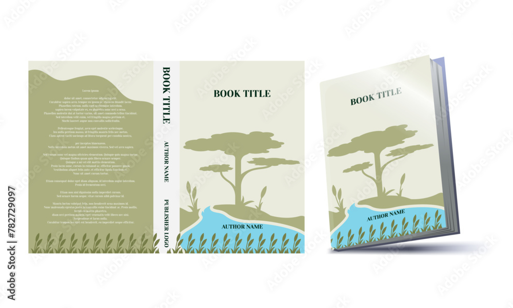 Fototapeta premium creative and aesthetic book cover design mockup vector with eco friendly tree nature theme for brand identity mockup
