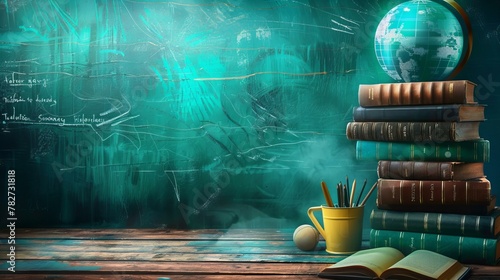 Illustration of futuristic education with technology integrated into books