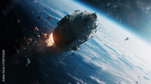 Explore the cinematic feel of a spacecraft's atmospheric re-entry captured in high-definition detail. AI generative technology adds realism to this dynamic shot.