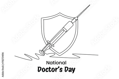 One continuous line drawing of national doctor's day concept. Doodle vector illustration in simple linear style. 