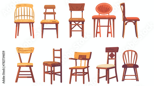 Collection of flat design chairs of various variati