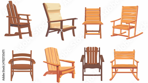 Collection of flat design wooden chairs 2d flat car
