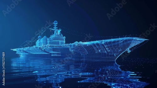 blue and black wireframe battleship electromagnetic spectrum