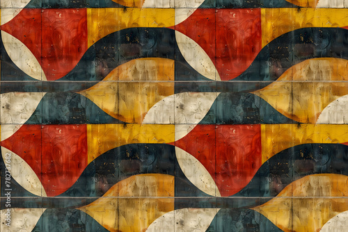 Minimalist abstract flags seamless pattern with a focus on simplicity and balance, vintage