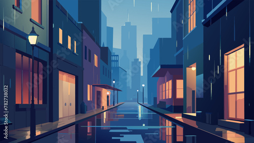 The city is asleep but the streets are still alive with a soft pulsating light. The rain keeps the streets relatively empty giving the light
