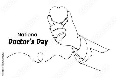 One continuous line drawing of national doctor's day concept. Doodle vector illustration in simple linear style.  © Rita