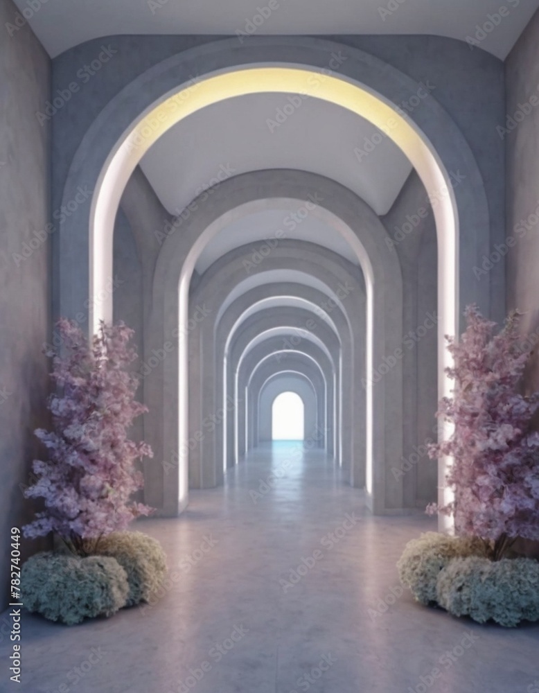 Fototapeta premium Floral Arch Digital Background Maternity Backdrop Overlay Modern Arch Backdrop Gallery Room Photography Editing Minimalist Background