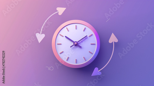 Conceptual Time Flexibility with Clock and Arrows 3D Render