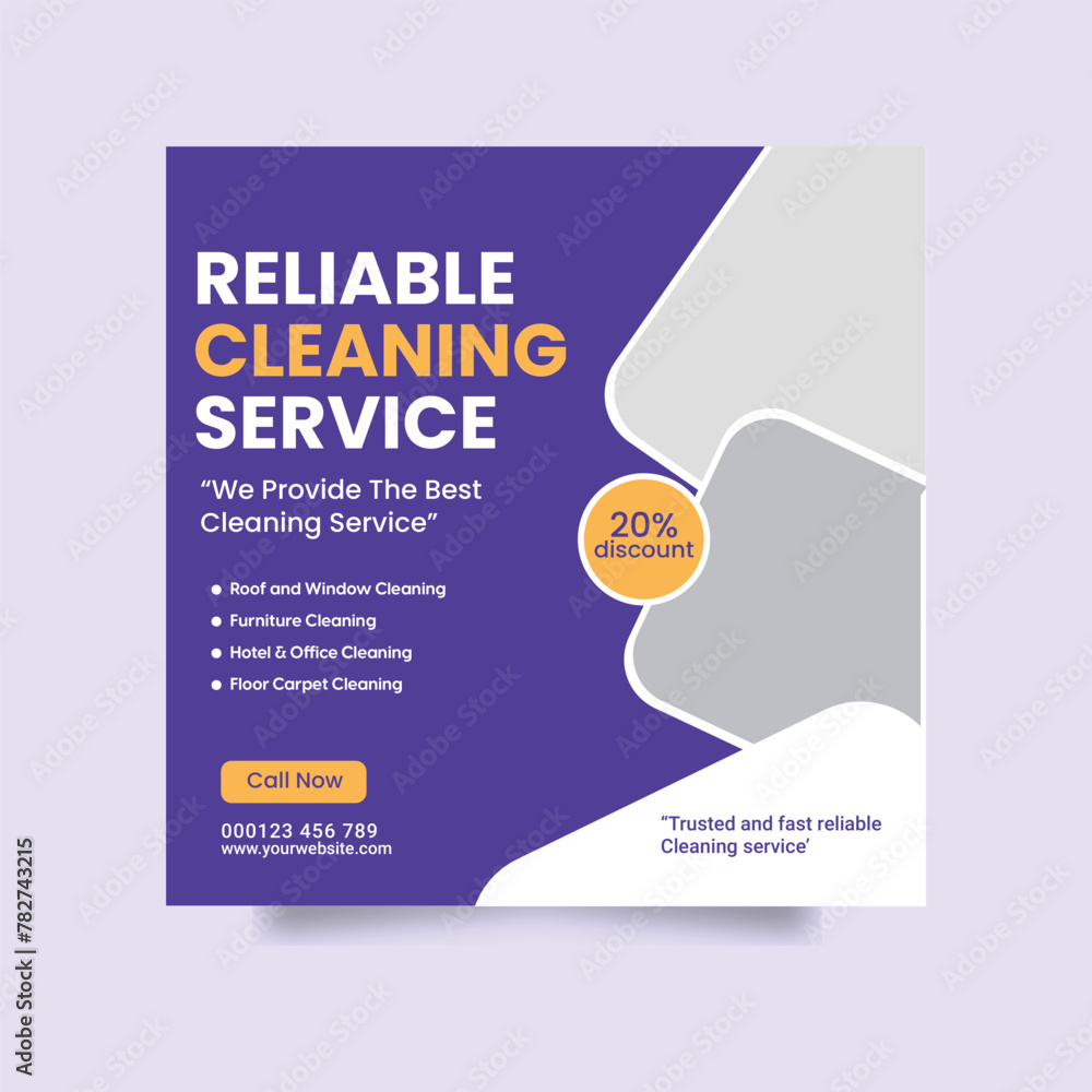 Obraz premium Cleaning service square flyer social media post or Instagram banner template