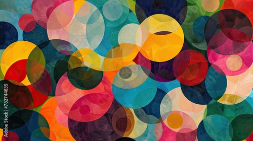 Vibrant multicolored circles overlapping and intersecting