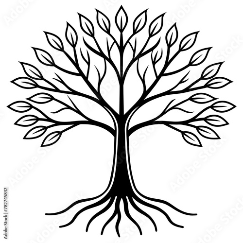 Adorn Your Walls with Whimsical Tree Line Art Vector against White Backgrounds