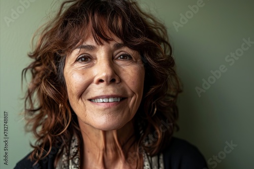 Portrait of smiling senior woman looking at camera with copy space.