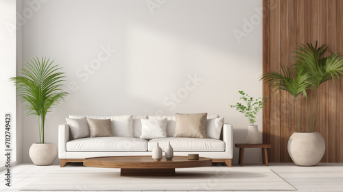 Modern livingroom sitting area decorated with green plant  © kitti