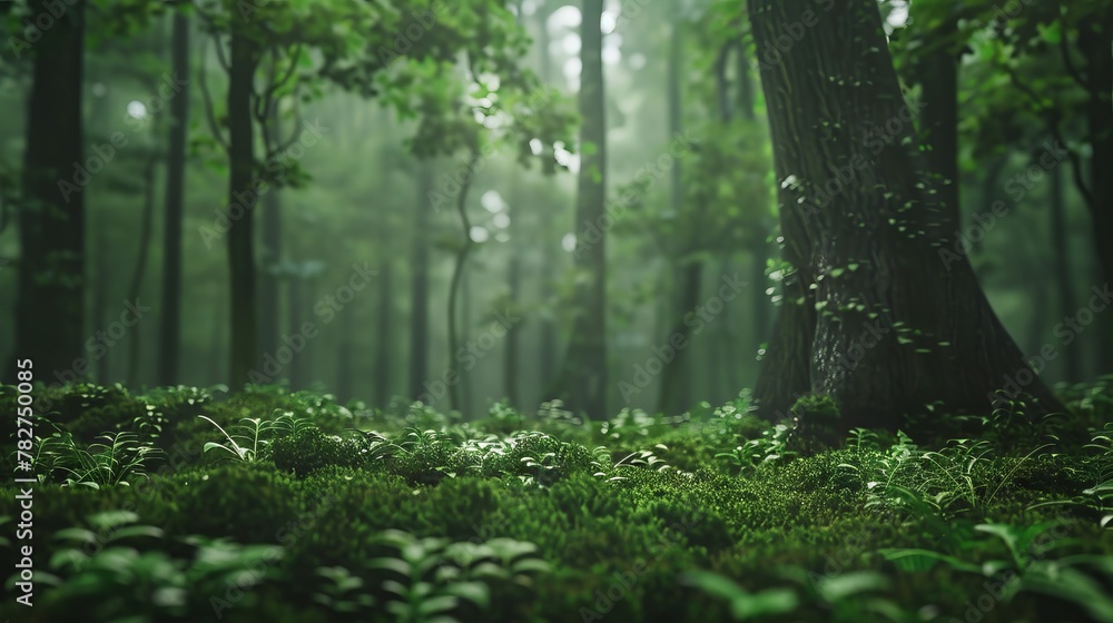 Fototapeta premium Nature background. View Rainforest Background for International Day of Forests. The mystical nature of the rainforest. Beautiful nature landscape.