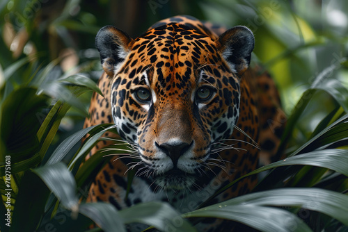 A powerful jaguar stalking through the jungle