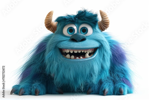 sulley from monsters inc is laying down and smiling