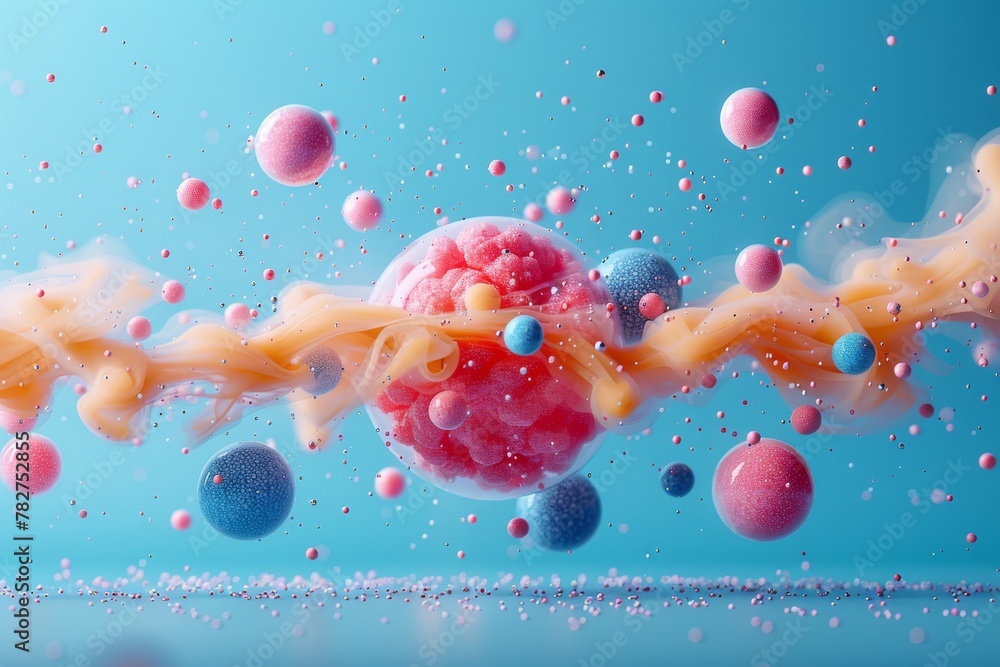 Fototapeta premium Blue Background With Bubbles Floating. Generative AI