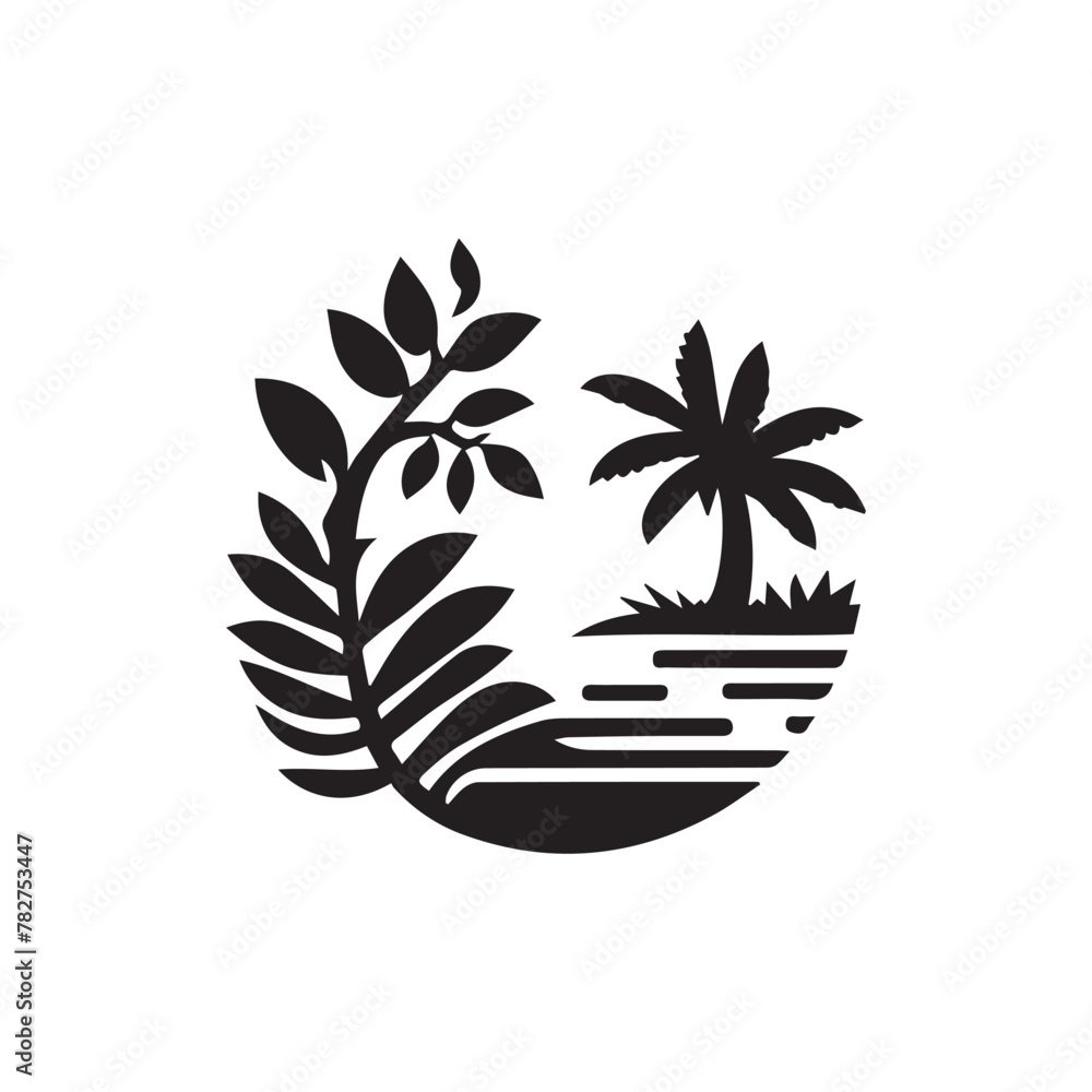Fototapeta premium minimalist jungle logo on a white background 