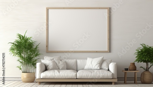Modern inviting Art Living Room Mockup, living room interior poster frame mockup