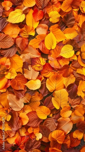 A collection of fallen leaves covering the ground in a crisp autumn texture. Wallpaper. Background.