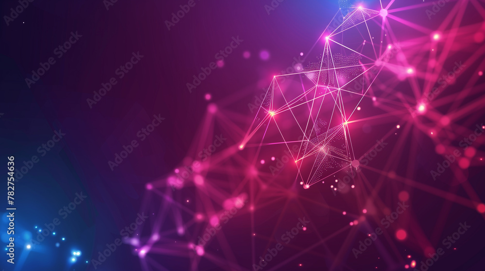 A brain is shown in a purple and blue background with a lot of lines. The brain is surrounded by a lot of lines and he is a computer generated image. Scene is somewhat abstract and futuristic