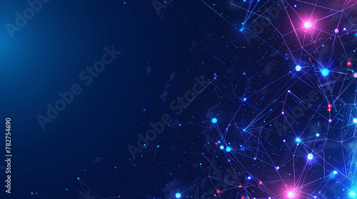 A brain is shown in a purple and blue background with a lot of lines. The brain is surrounded by a lot of lines and he is a computer generated image. Scene is somewhat abstract and futuristic