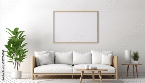 Modern inviting Art Living Room Mockup, living room interior poster frame mockup