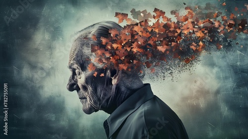 Metaphorical Depiction of Dementia's Cognitive Decline and Neurological photo