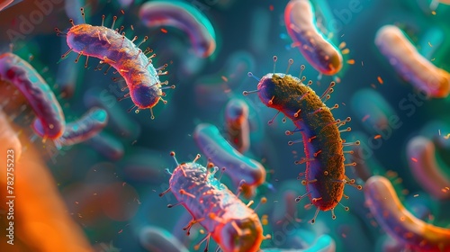 Infectious Pathogens Causing Dangerous Diseases in Scientific Microscopic Digital Artwork
