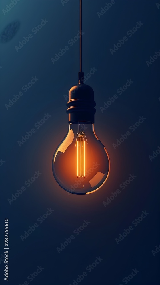 Glowing Light Bulb Hanging in Moody Dark Background Symbolizing Creativity and Innovation Glowing Light Bulb Hanging in Moody Dark Background Symbolizing Creativity and Innovation