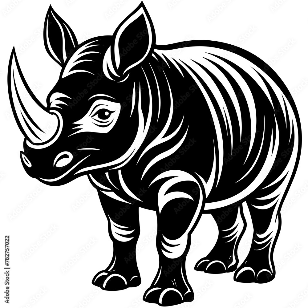 Fototapeta premium rhino head mascot,rhino silhouette,vector,icon,svg,characters,Holiday t shirt,black rhino face drawn trendy logo Vector illustration,rhino on a white background,eps,png